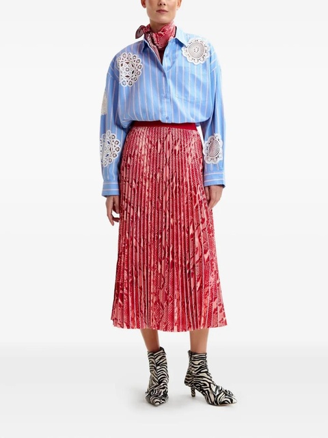 Essentiel Antwerp pleated snake-print midi skirt - Blue - zdjęcie produktu nr 2