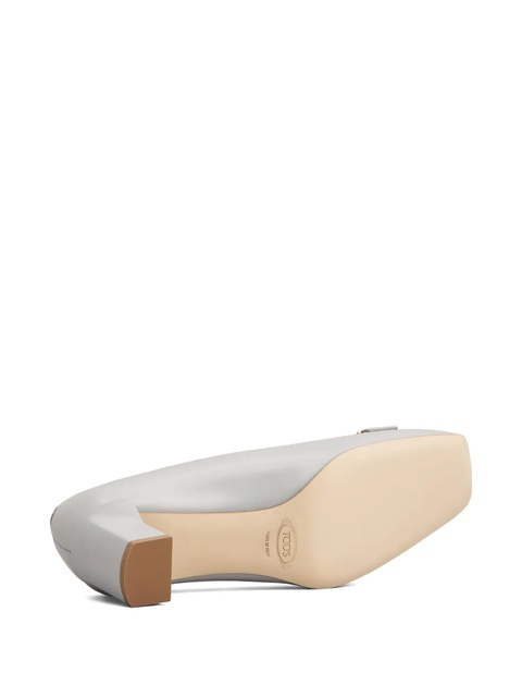 Tod's 50mm block-heel leather pumps - Grey - zdjęcie produktu nr 2