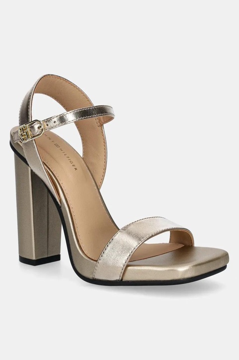 Tommy Hilfiger sandały skórzane HIGH HEEL GOLDEN LEATHER SANDAL kolor złoty FW0FW08674 - zdjęcie produktu nr 1