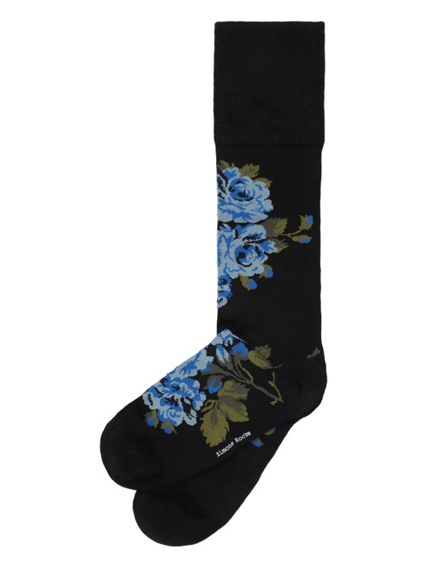 Simone Rocha floral-print knee-high socks - Black - zdjęcie produktu nr 1