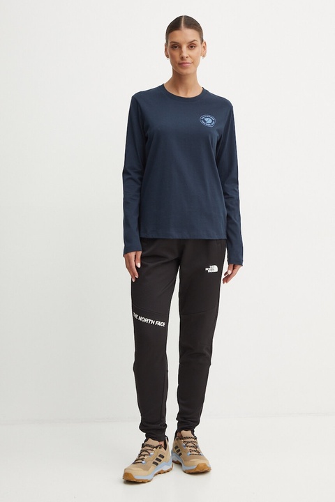 Fjallraven longsleeve 1960 Logo damski kolor granatowy F86989.555 - zdjęcie produktu nr 2