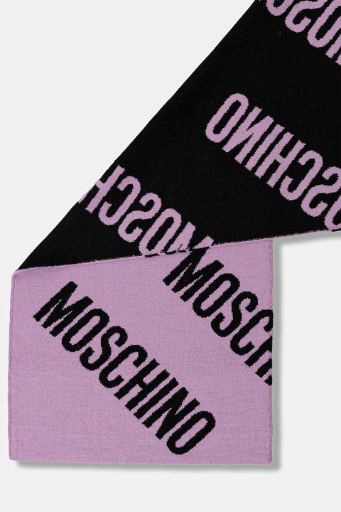 Moschino szalik z wełną kolor fioletowy wzorzysty M5855 50240 - zdjęcie produktu nr 2