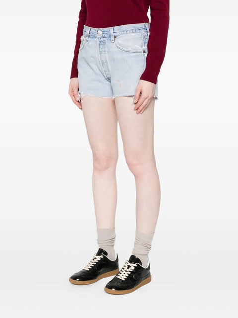 RE/DONE frayed-edges denim shorts - Blue - zdjęcie produktu nr 2