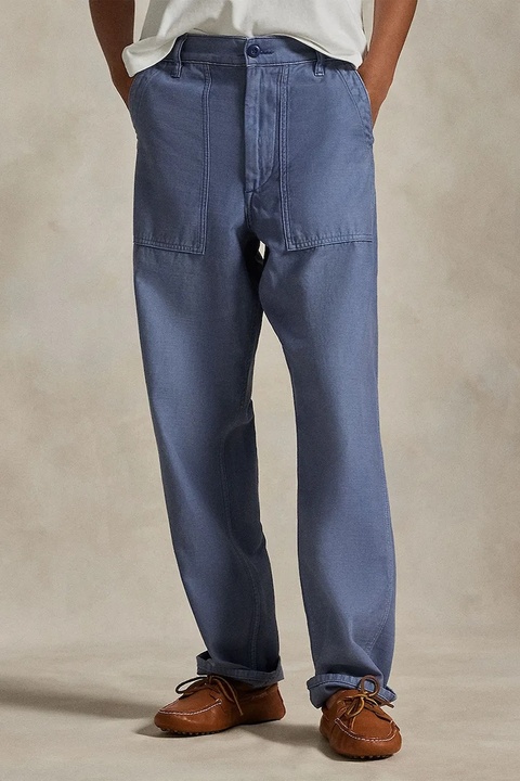 Polo Ralph Lauren spodnie bawełniane damskie kolor niebieski proste medium waist 211978634 - zdjęcie produktu nr 1