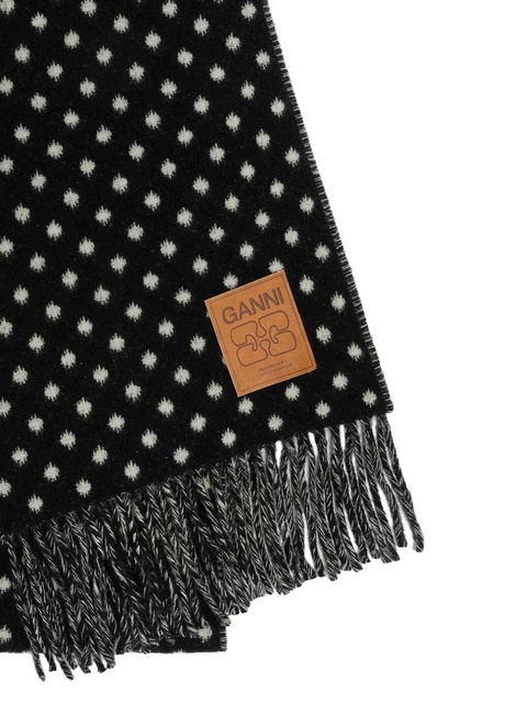 GANNI polka-dot fringed scarf - Black - zdjęcie produktu nr 1