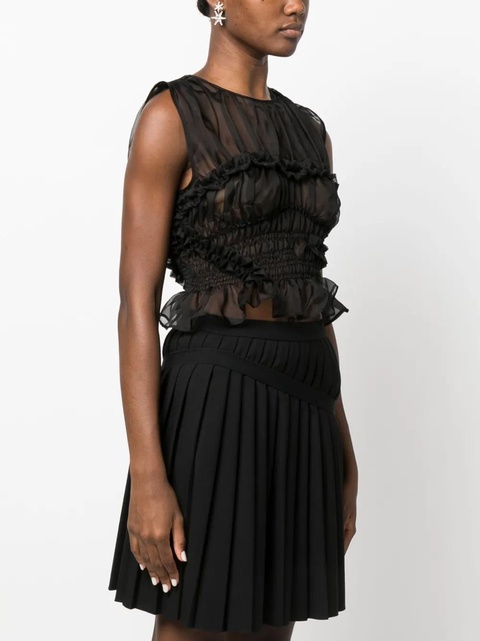 Cecilie Bahnsen ruched sleeveless silk top - Black - zdjęcie produktu nr 2