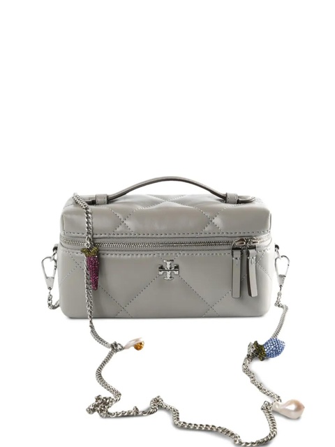 Tory Burch Kira quilted embellished-chain cross-body bag - Grey - zdjęcie produktu nr 1