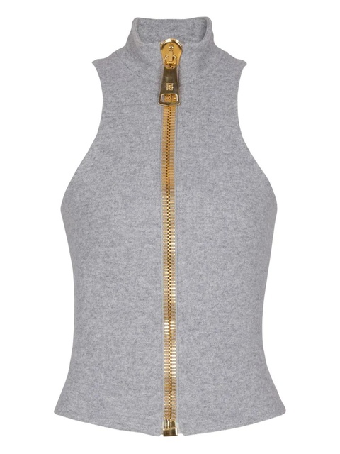 Balmain mock-neck zip-front top - Grey - zdjęcie produktu nr 1