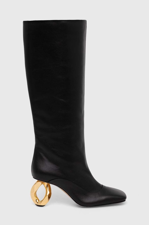 JW Anderson kozaki skórzane Chain Heel damskie kolor czarny na słupku ANW43020A - zdjęcie produktu nr 2
