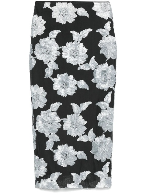 ROTATE BIRGER CHRISTENSEN floral-mesh pencil skirt - Black - zdjęcie produktu nr 1