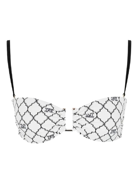 Max Mara Alicia monogram-ruffled bandeau bikini top - White - zdjęcie produktu nr 1