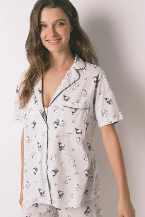 women'secret piżama bawełniana SNOOPY damska kolor szary bawełniana 3132164 - zdjęcie produktu nr 2
