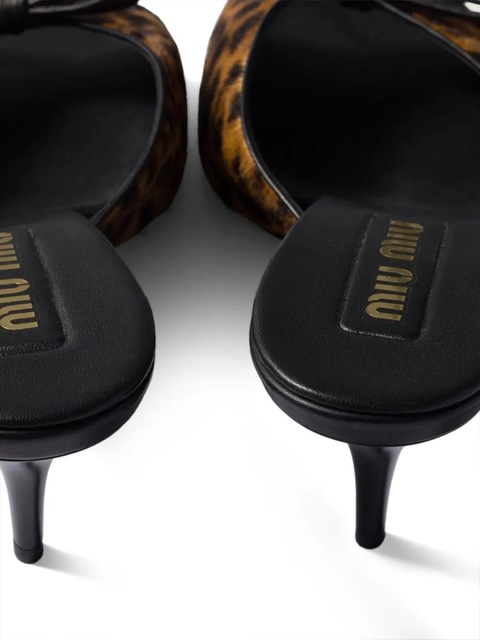 Miu Miu logo bow leather sandals - Brown - zdjęcie produktu nr 1