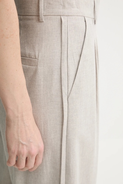 Alohas spodnie bawełniane Meran damskie kolor beżowy proste high waist R100925 - zdjęcie produktu nr 2