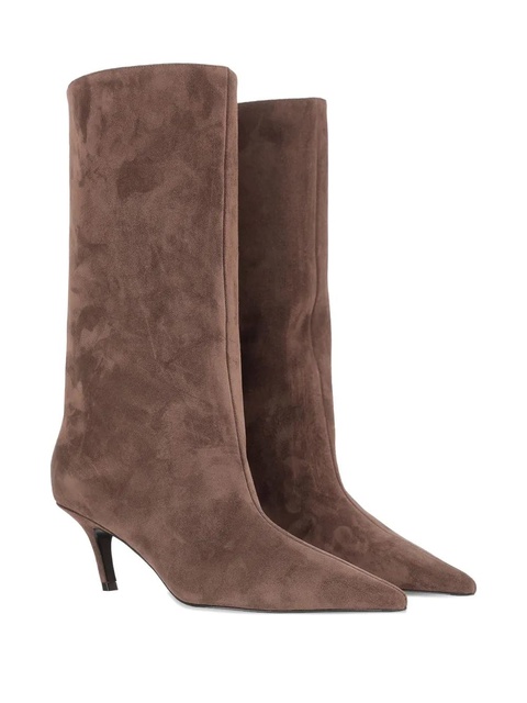 Amina Muaddi 60mm Fiona tapered-toe slip-on boots - Brown - zdjęcie produktu nr 1