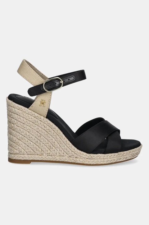 Tommy Hilfiger sandały SATIN HIGH WEDGE ESPADRILLE kolor czarny FW0FW08602 - zdjęcie produktu nr 2