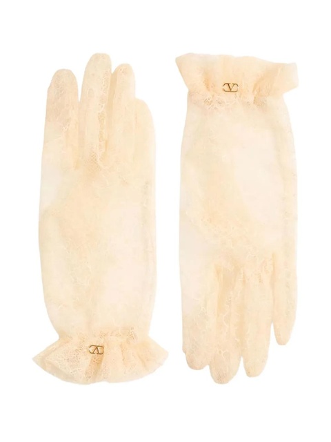 Valentino Garavani ruffled-lace gloves - Yellow - zdjęcie produktu nr 2