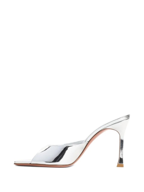 Amina Muaddi square-toe heeled sandals - Silver - zdjęcie produktu nr 2