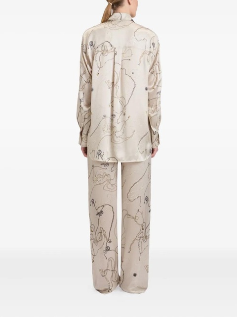 Victoria Beckham jewellery-print silk pajama top - Neutrals - zdjęcie produktu nr 1