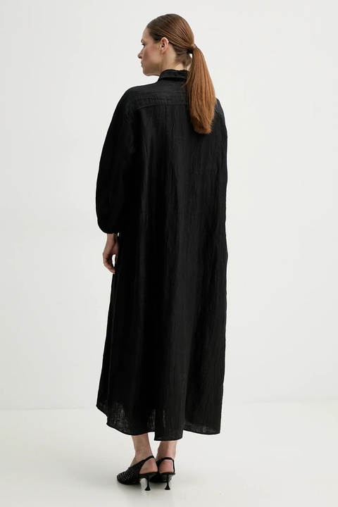 AERON sukienka lniana ANN kolor czarny maxi rozkloszowana DR578569 - zdjęcie produktu nr 2
