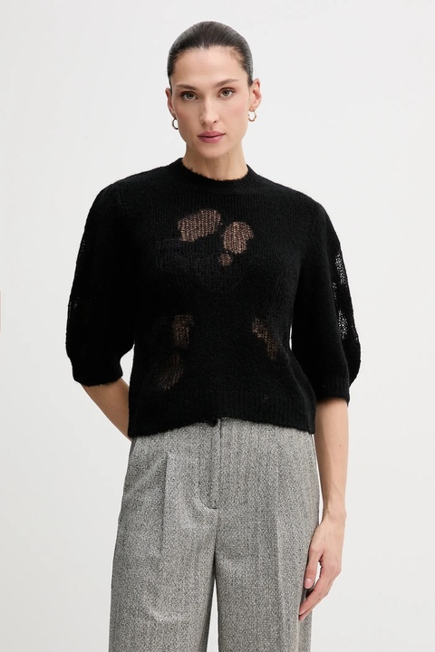 United Colors of Benetton sweter z dodatkiem wełny damski kolor czarny lekki 18L4E10EV - zdjęcie produktu nr 1