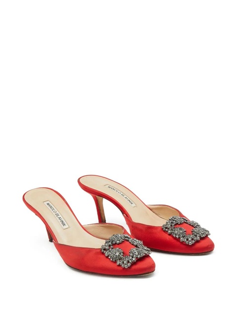 Manolo Blahnik 70mm Hangisi satin mules - Red - zdjęcie produktu nr 2