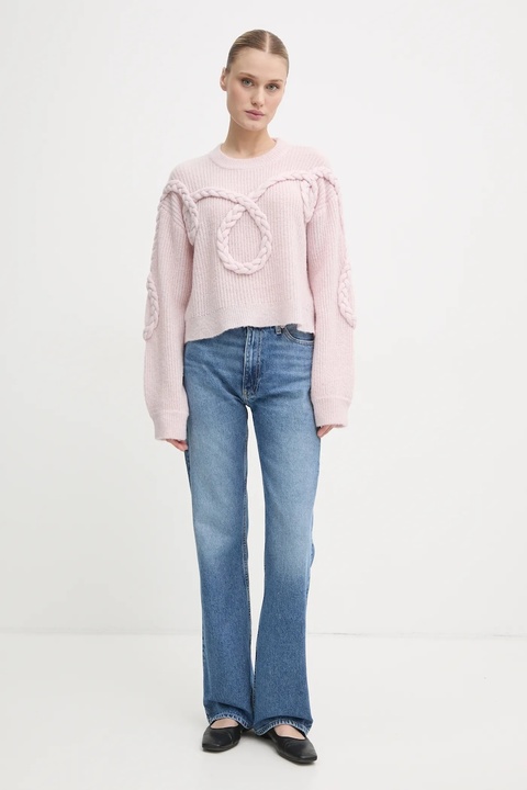 MUNTHE sweter wełniany SAKIRA damski kolor różowy 244160724472 - zdjęcie produktu nr 2