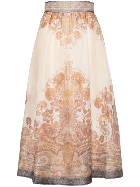 ZIMMERMANN Illustration midi skirt - Neutrals - zdjęcie produktu nr 1