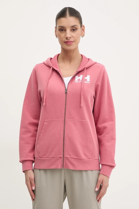 Helly Hansen bluza bawełniana damska kolor różowy z kapturem melanżowa 34461 - zdjęcie produktu nr 1