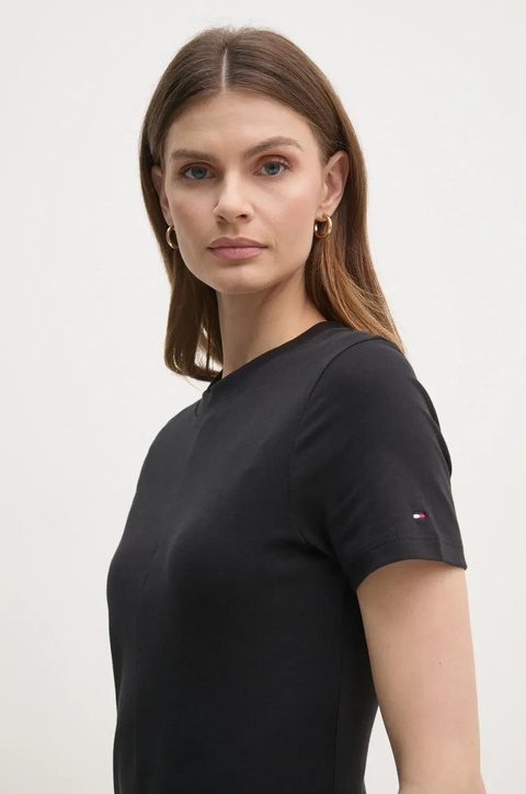 Tommy Hilfiger sukienka bawełniana kolor czarny mini rozkloszowana WW0WW45521 - zdjęcie produktu nr 2
