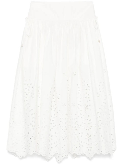 Self-Portrait cotton embroidered midi skirt - White - zdjęcie produktu nr 1
