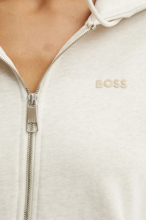 BOSS Orange bluza bawełniana damska kolor beżowy z kapturem gładka 50531834 - zdjęcie produktu nr 2