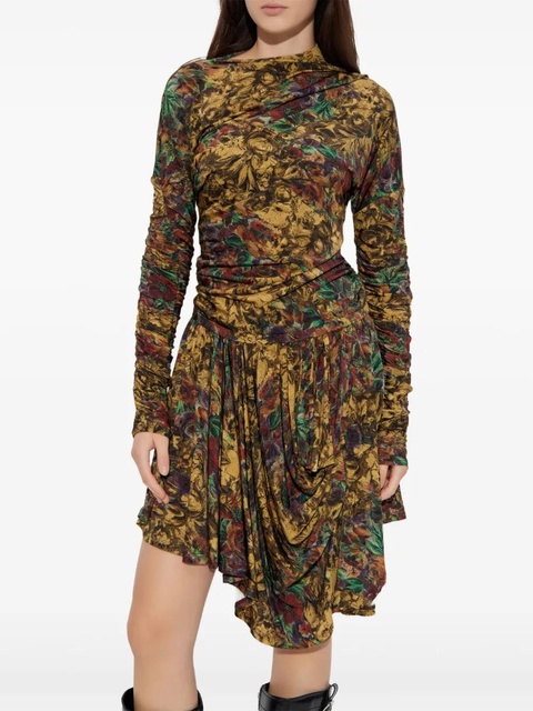 GANNI ruched floral midi dress - Yellow - zdjęcie produktu nr 2