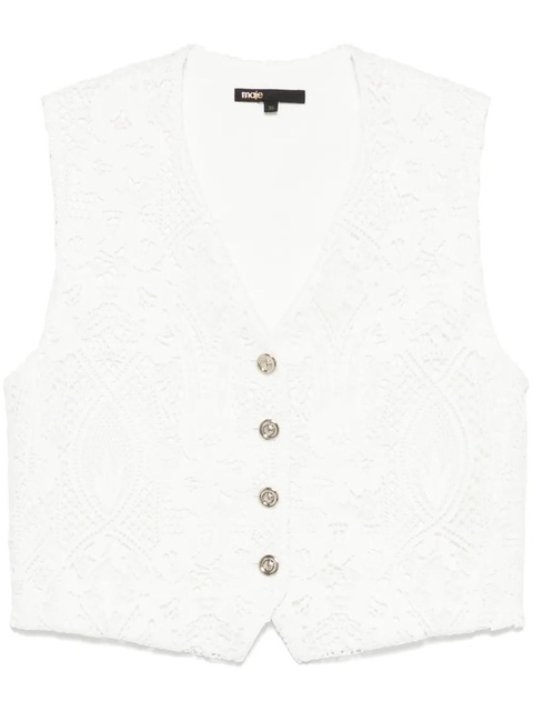 Maje floral-embroidered gilet - White - zdjęcie produktu nr 1