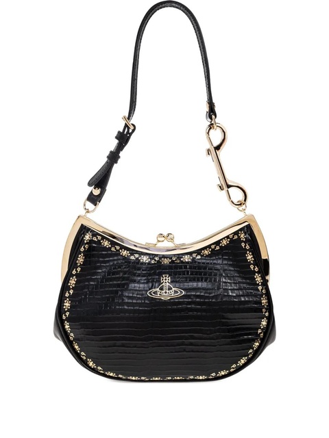 Vivienne Westwood small crocodile-embossed clasp shoulder bag - Black - zdjęcie produktu nr 1