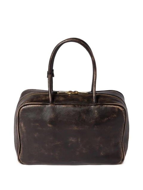 Miu Miu Beau logo-embossed zip-top tote bag - Brown - zdjęcie produktu nr 2