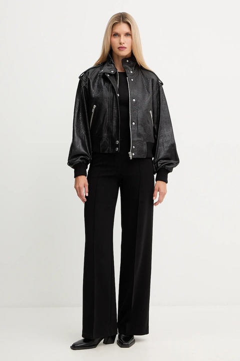 Stand Studio kurtka skórzana Ciara kolor czarny przejściowa oversize 66526-7970 - zdjęcie produktu nr 2