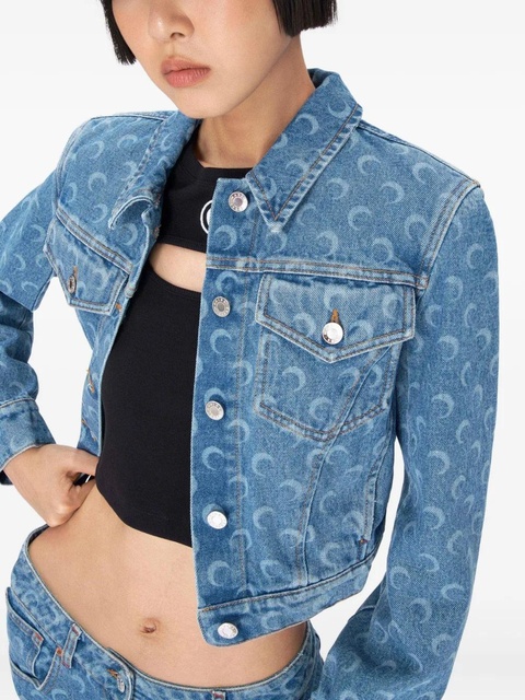 Marine Serre Moon-print denim jacket - Blue - zdjęcie produktu nr 2