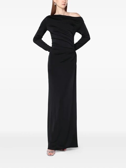 Victoria Beckham long-sleeve draped maxi dress - Black - zdjęcie produktu nr 2