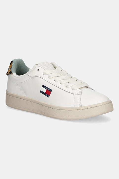Tommy Jeans sneakersy skórzane ARCHIVE 98 LEOPARD damskie kolor biały EN0EN02909 - zdjęcie produktu nr 1