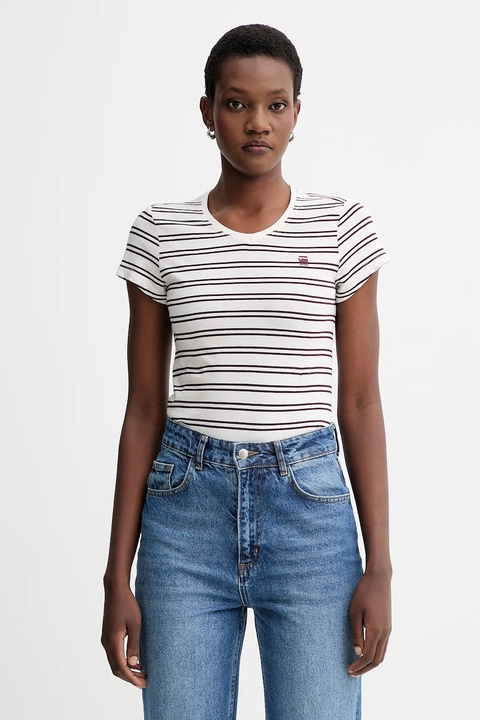 G-Star Raw t-shirt bawełniany damski kolor beżowy D24533-D244 - zdjęcie produktu nr 1