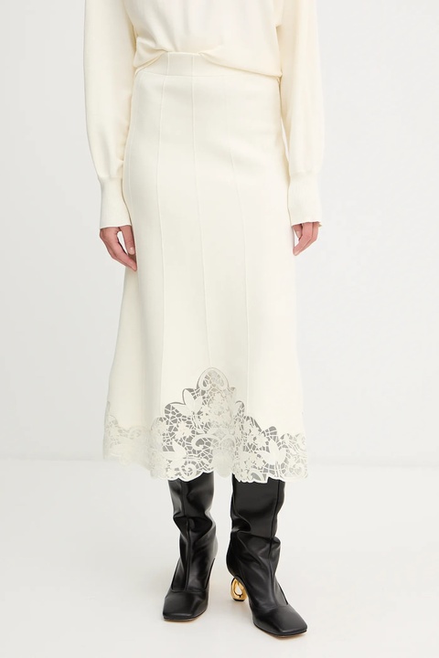 Twinset spódnica kolor beżowy midi rozkloszowana 252TP3407 - zdjęcie produktu nr 1