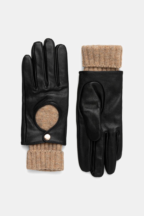 Medicine rękawiczki skórzane damskie kolor czarny - zdjęcie produktu nr 1