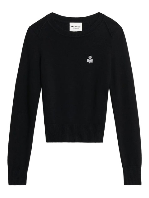 MARANT ÉTOILE Abelle gathered-sleeves embroidered-logo sweater - Black - zdjęcie produktu nr 1