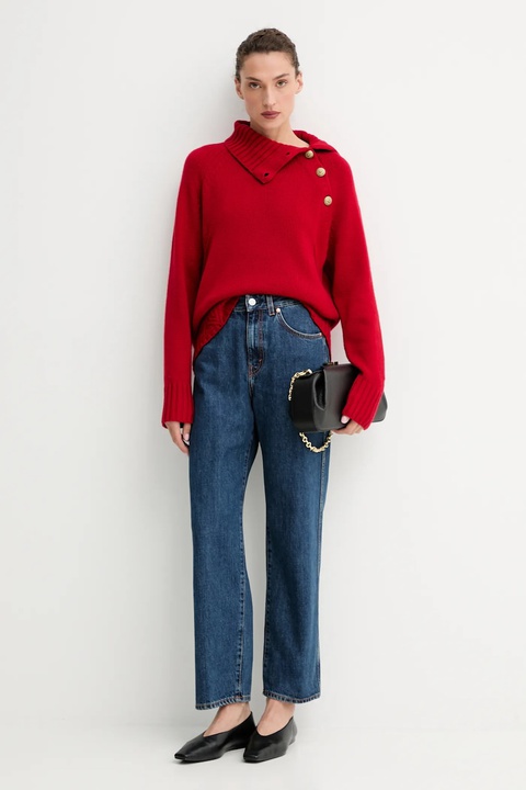 ZADIG&VOLTAIRE sweter kaszmirowy damski kolor czerwony ciepły z golfem KWSW02793 - zdjęcie produktu nr 2