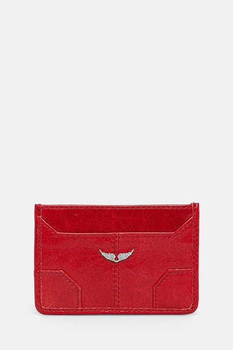 ZADIG&VOLTAIRE etui na karty skórzane kolor czerwony LWBA02517 - zdjęcie produktu nr 1