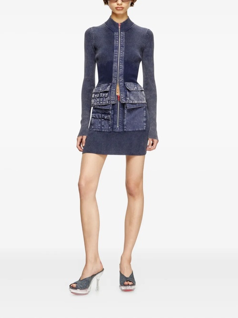 Diesel M-Melissa rib-knit denim-pockets cardigan - Blue - zdjęcie produktu nr 1