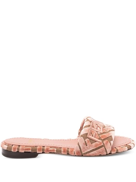FENDI logo-motif velvet sandals - Pink - zdjęcie produktu nr 1
