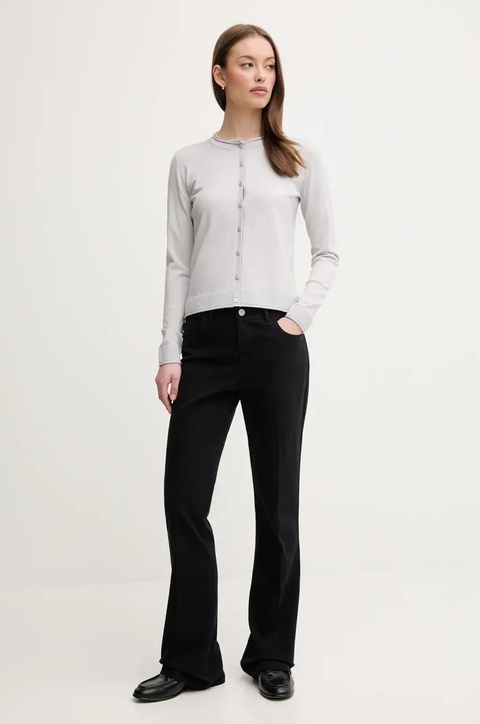 Sisley spodnie damskie kolor czarny proste high waist 49MALF05G - zdjęcie produktu nr 2
