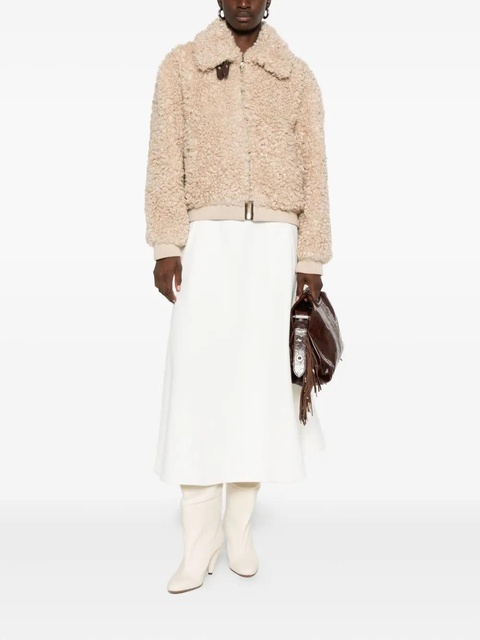 Maje teddy-effect zip-up faux fur jacket - Neutrals - zdjęcie produktu nr 1
